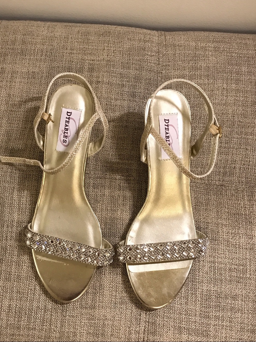 Dearfoams Gold Jeweled Ankle-Strap Heels for Women